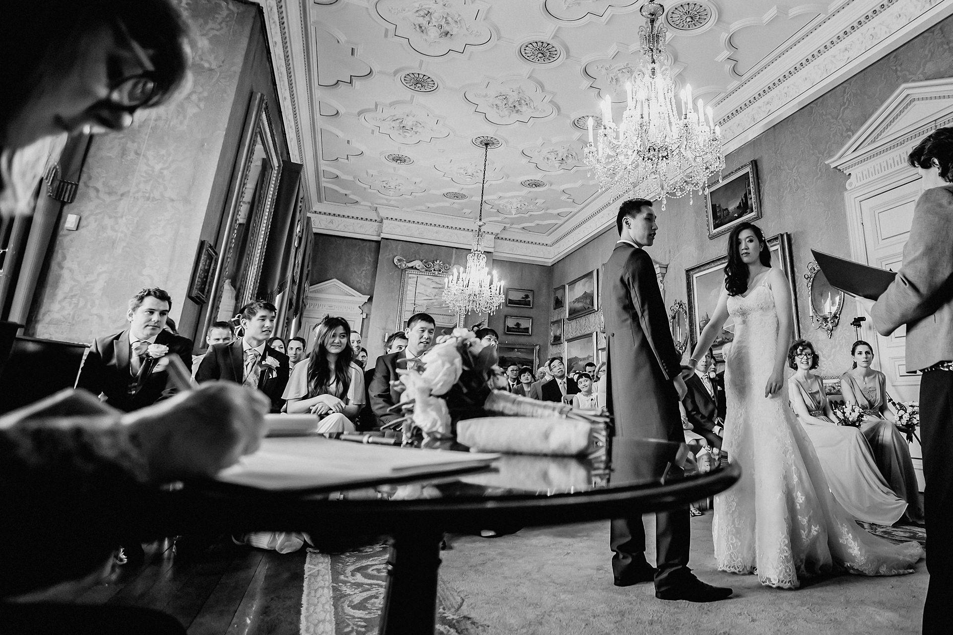 black and white wedding photo in cheshire