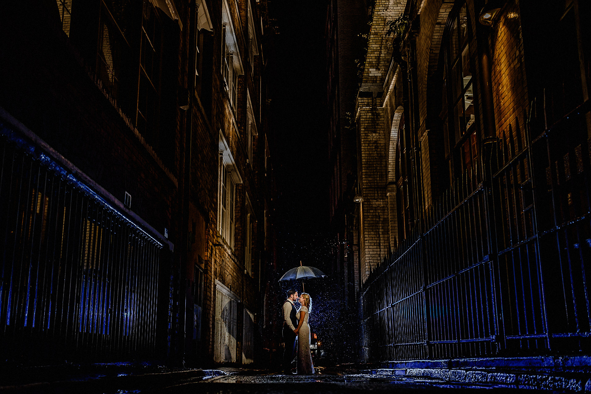 backlit rain portrait