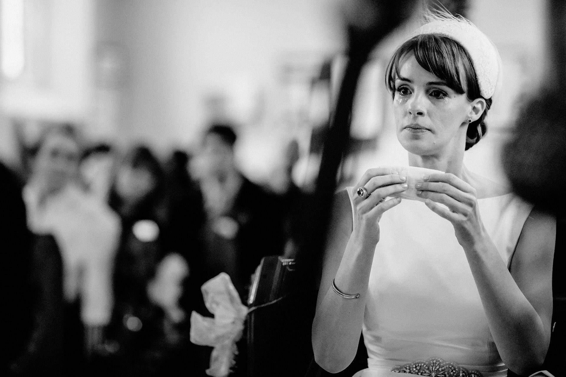 bride crying during the wedding