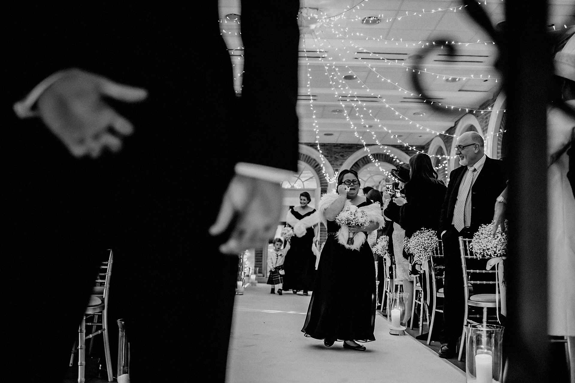bridesmaid arriving