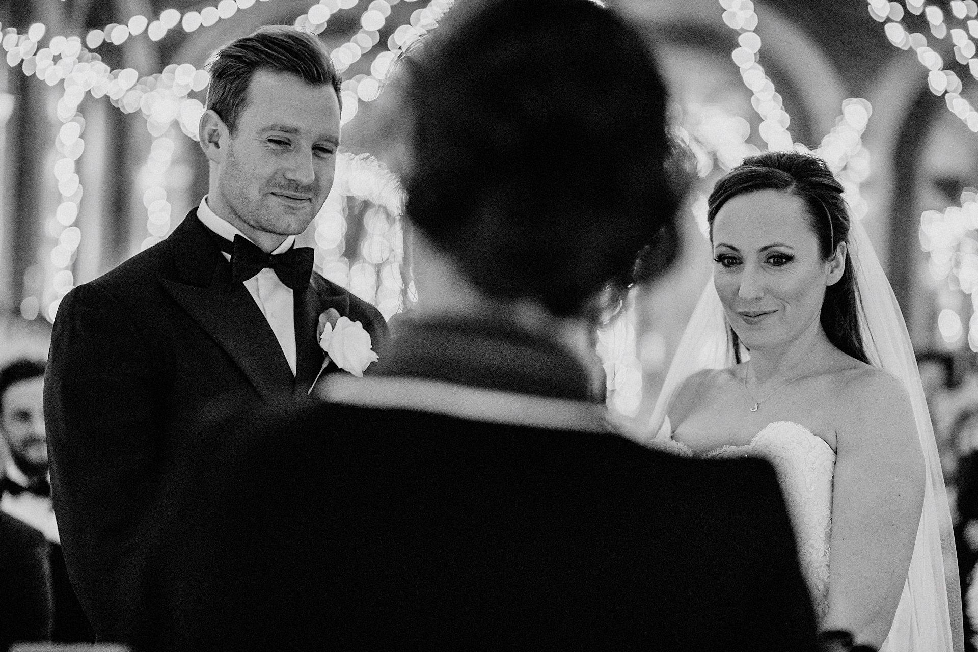 black and white photo at the wedding